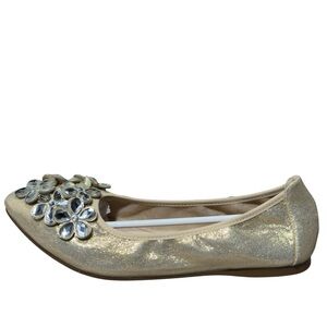 Dream Paris Gold Ballet Flats 9 Crystal Flower Kawaii  Coquette Y2K Girlycore